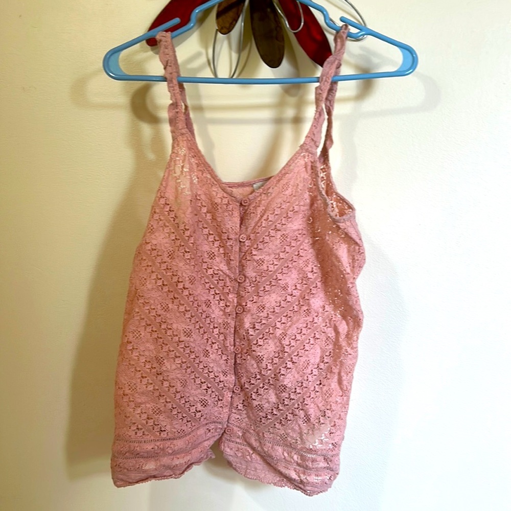 Hinge Lace Button Up Tank Top - Size XS